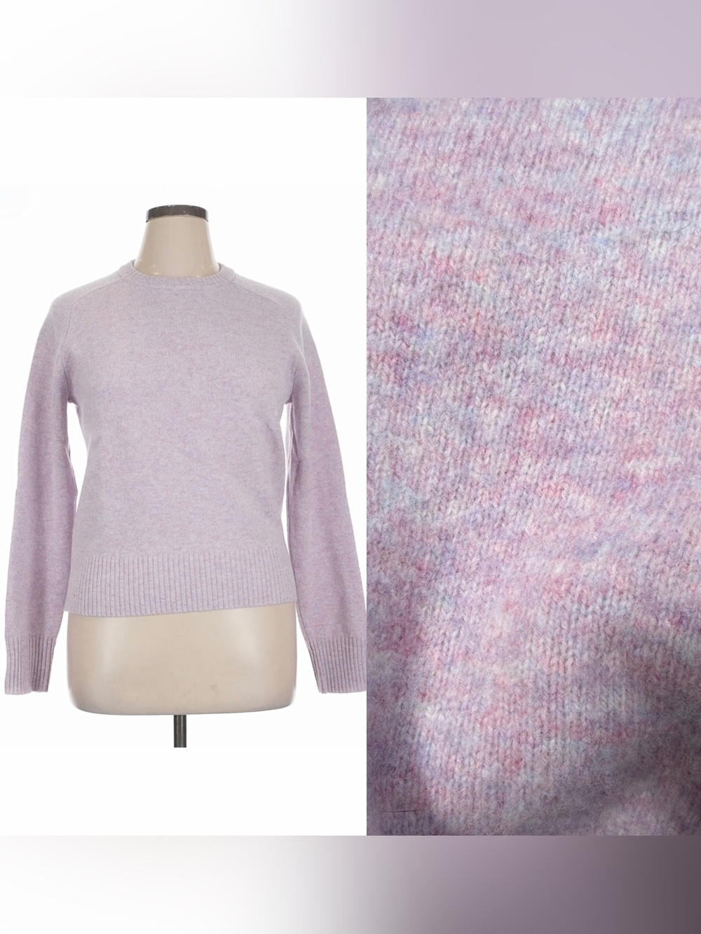 J Crew Lavender Wool Crewneck Sweater Pastel Shades XL